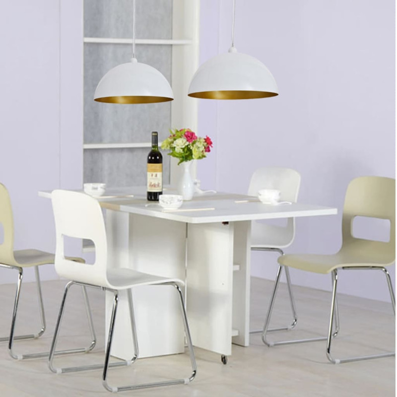 Lampy sufitowe, 2 szt., regulowana długość, półokrągłe, białe