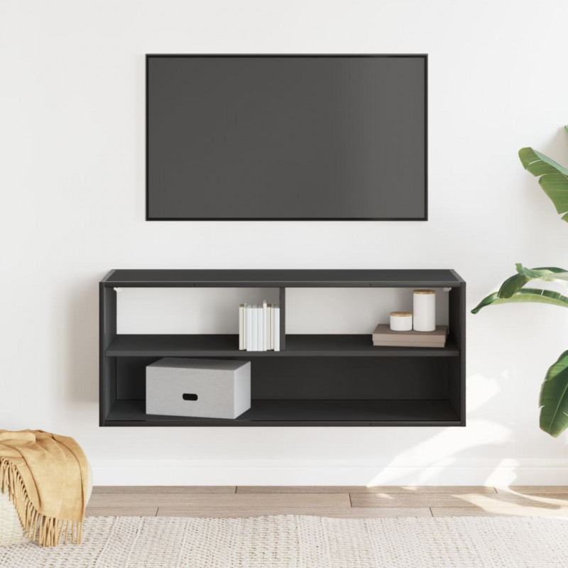 Szafka pod TV, czarna, 100x31x39,5 cm, materiał drewnopochodny