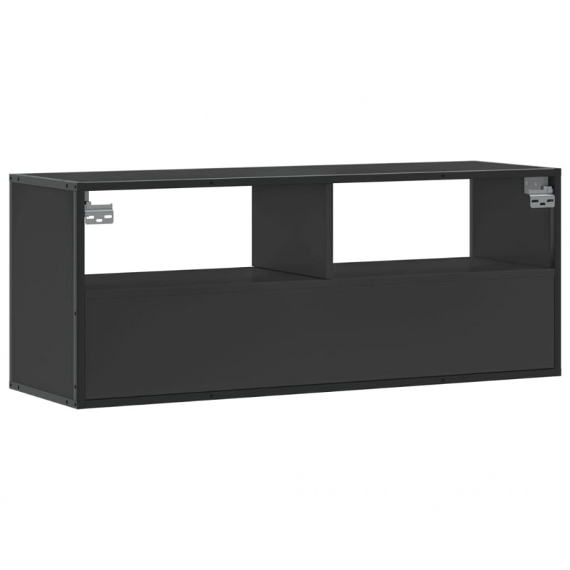 Szafka pod TV, czarna, 100x31x39,5 cm, materiał drewnopochodny