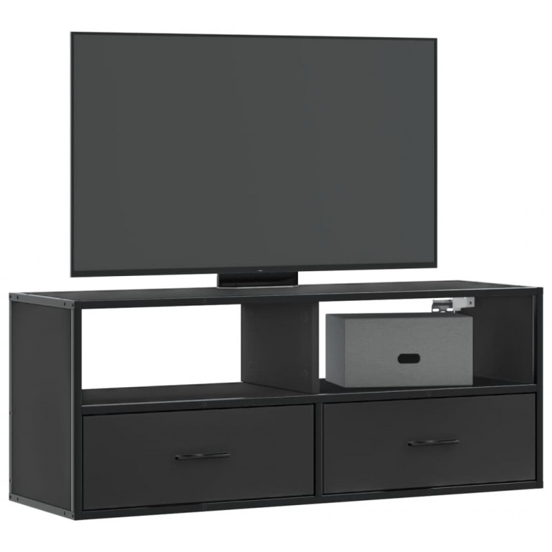 Szafka pod TV, czarna, 100x31x39,5 cm, materiał drewnopochodny