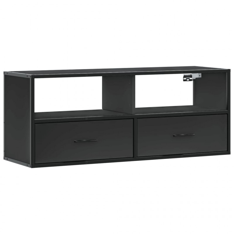 Szafka pod TV, czarna, 100x31x39,5 cm, materiał drewnopochodny