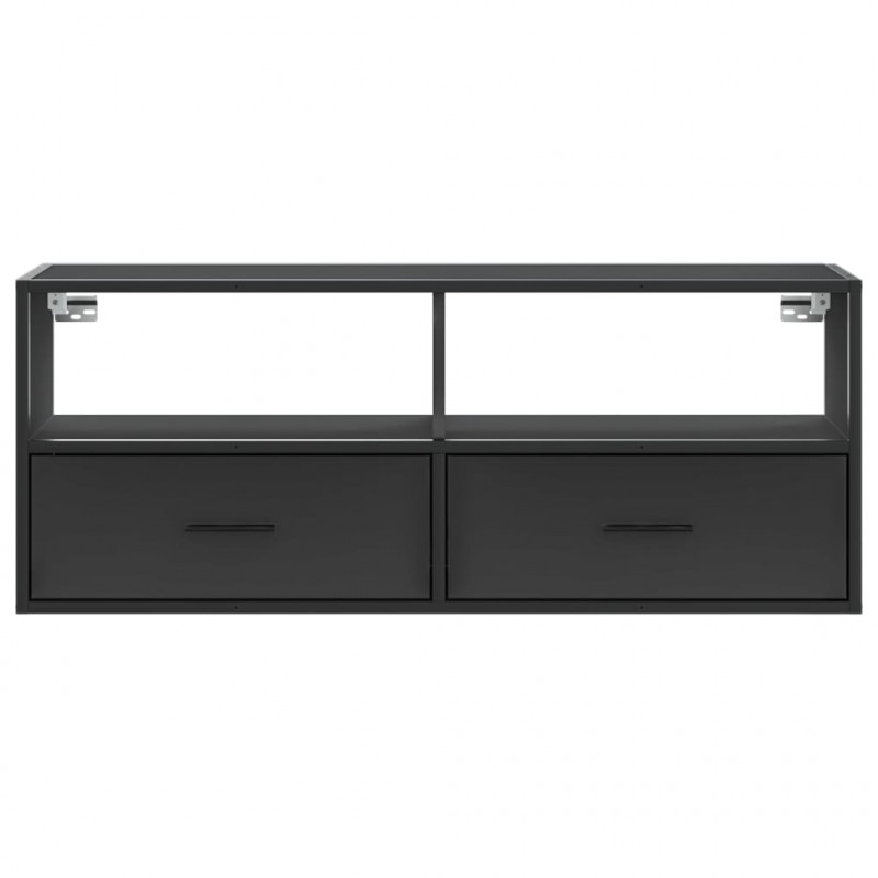 Szafka pod TV, czarna, 100x31x39,5 cm, materiał drewnopochodny