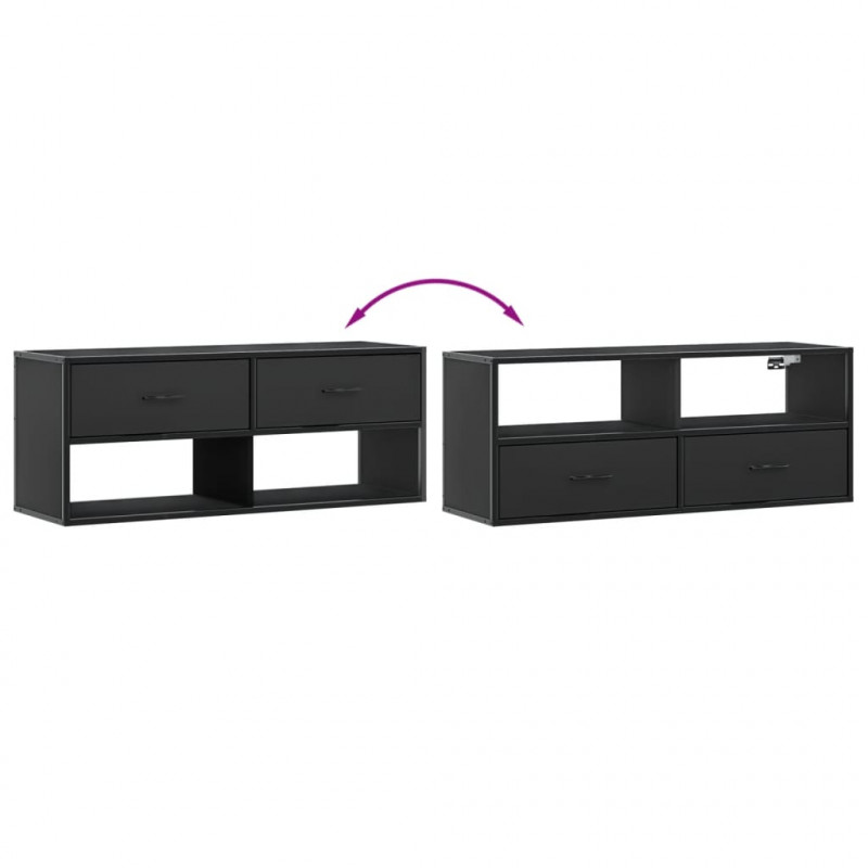 Szafka pod TV, czarna, 100x31x39,5 cm, materiał drewnopochodny