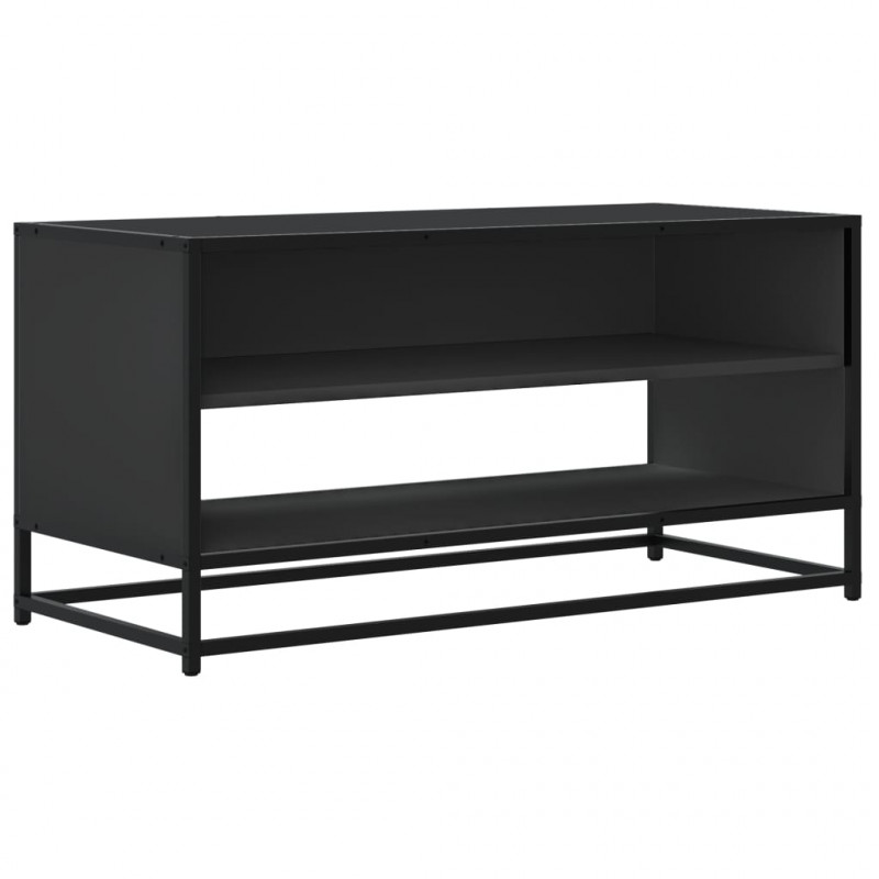 Szafka pod TV, czarna, 91x40x46 cm, materiał drewnopochodny