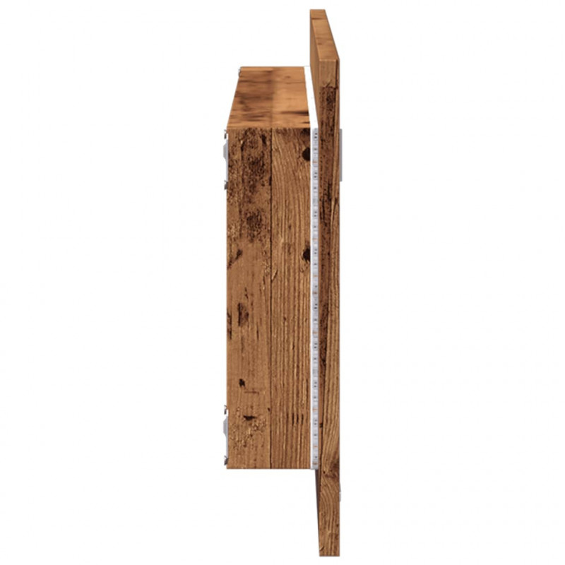 Lustro łazienkowe z LED, stare drewno, 100x8,5x37 cm