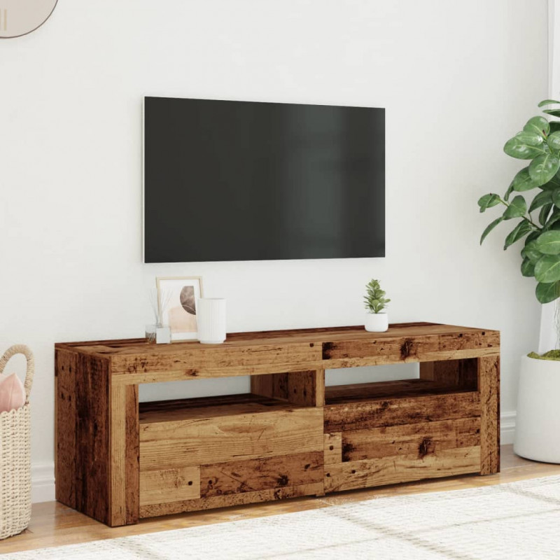 Szafka pod TV z oświetleniem LED, stare drewno, 120x35x40 cm