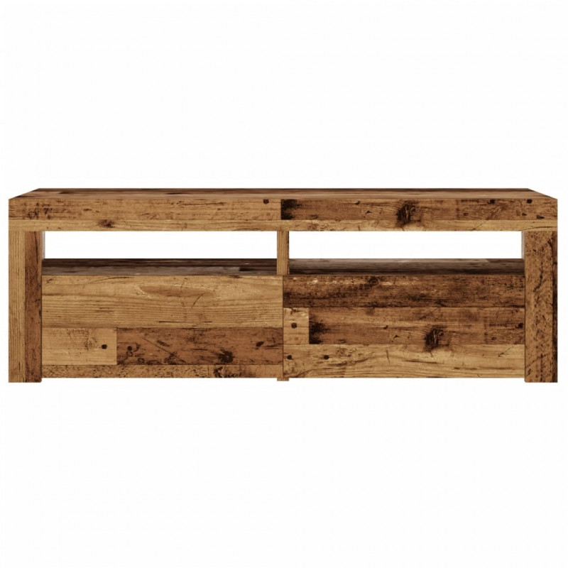 Szafka pod TV z oświetleniem LED, stare drewno, 120x35x40 cm