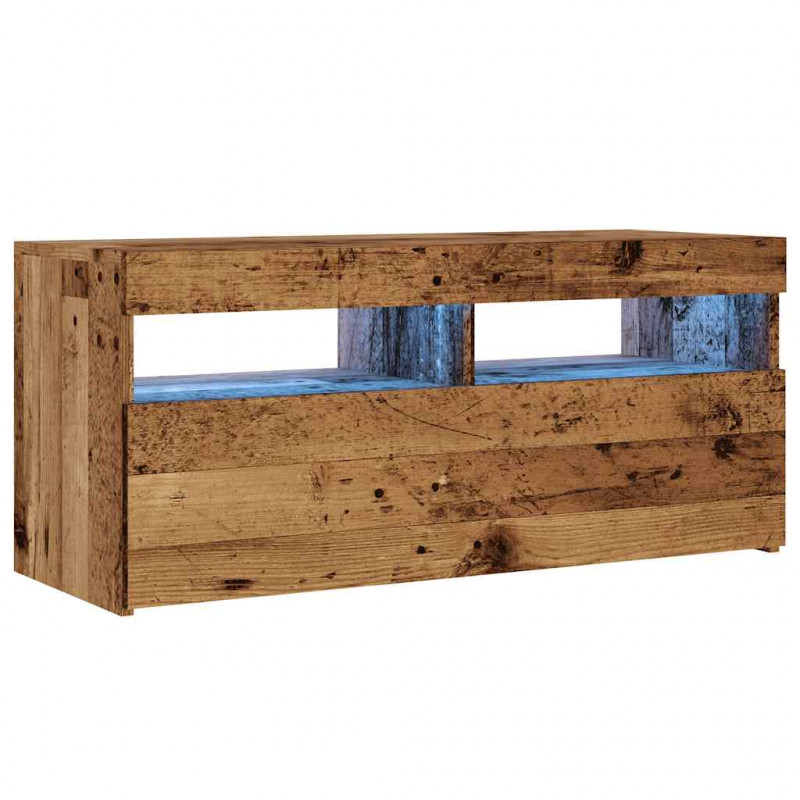 Szafka pod TV z oświetleniem LED, stare drewno, 90x35x40 cm