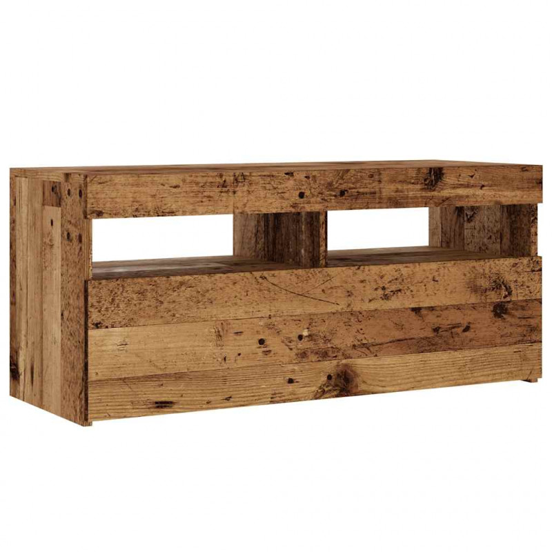 Szafka pod TV z oświetleniem LED, stare drewno, 90x35x40 cm