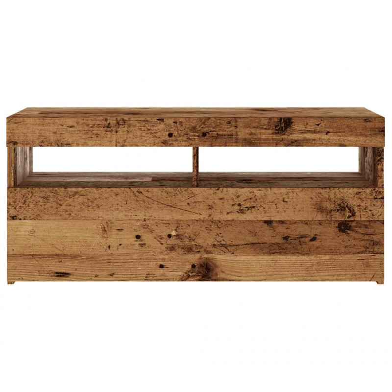 Szafka pod TV z oświetleniem LED, stare drewno, 90x35x40 cm
