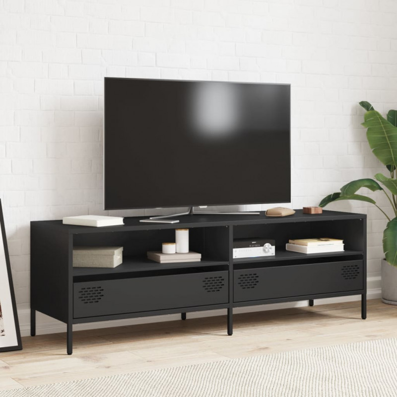 Szafka RTV, czarna, 135x39x43,5 cm, stal walcowana na zimno