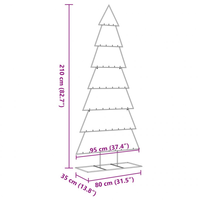 Metalowa choinka świąteczna, do dekoracji, czarna, 210 cm
