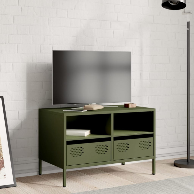 Szafka RTV, oliwkowa, 68x39x43,5 cm, stal walcowana na zimno