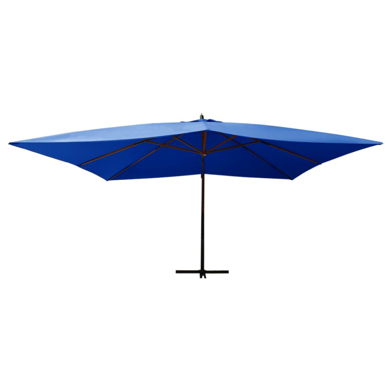 Wiszący parasol z drewnianym słupkiem, 400x300 cm, niebieski