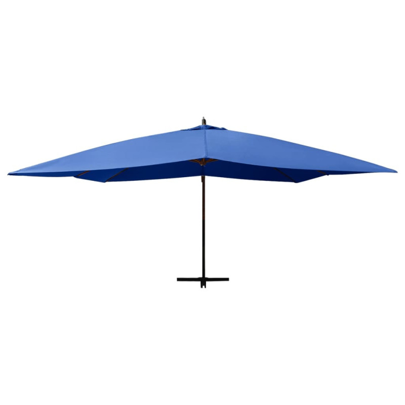 Wiszący parasol z drewnianym słupkiem, 400x300 cm, niebieski