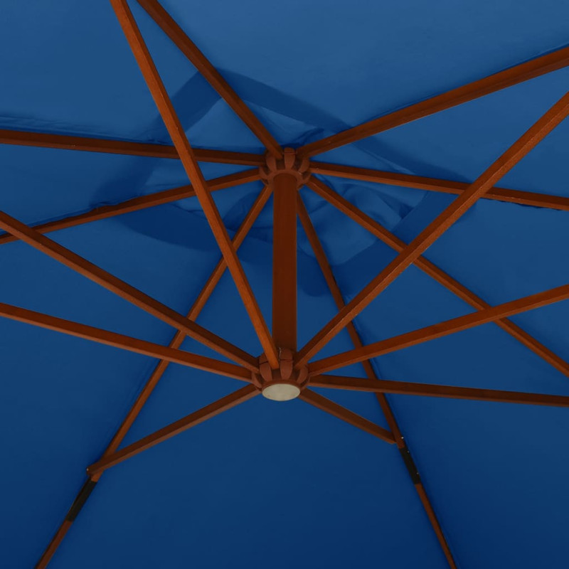 Wiszący parasol z drewnianym słupkiem, 400x300 cm, niebieski