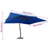 Wiszący parasol z drewnianym słupkiem, 400x300 cm, niebieski