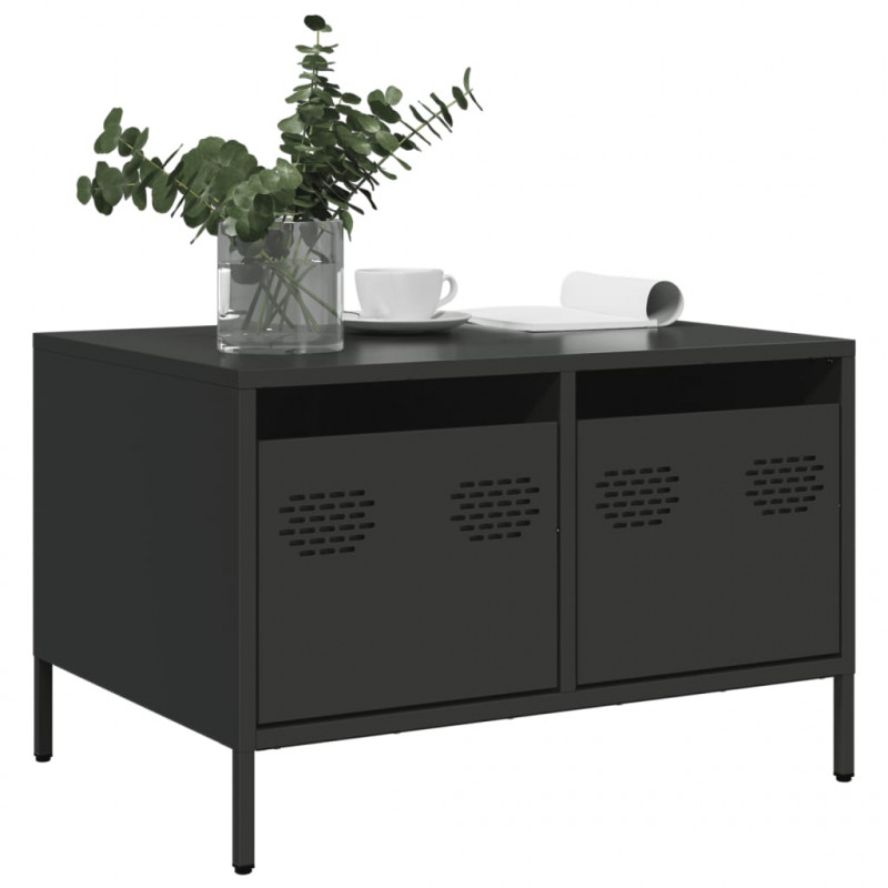 Szafka RTV, czarna, 68x50x43,5 cm, stal walcowana na zimno