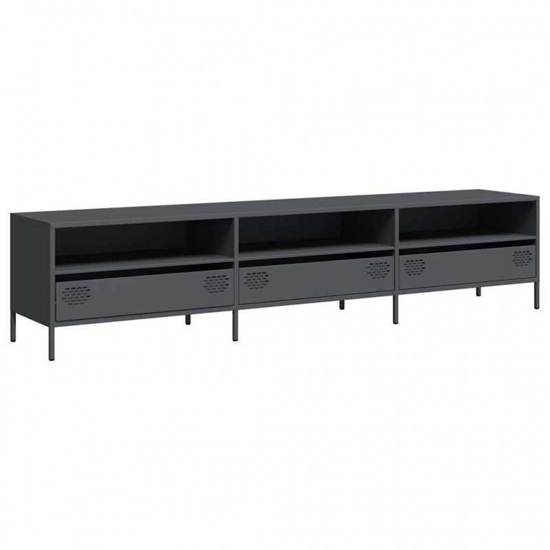 Szafka RTV, czarna, 202x39x43,5 cm, stal walcowana na zimno