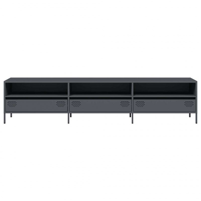 Szafka RTV, czarna, 202x39x43,5 cm, stal walcowana na zimno