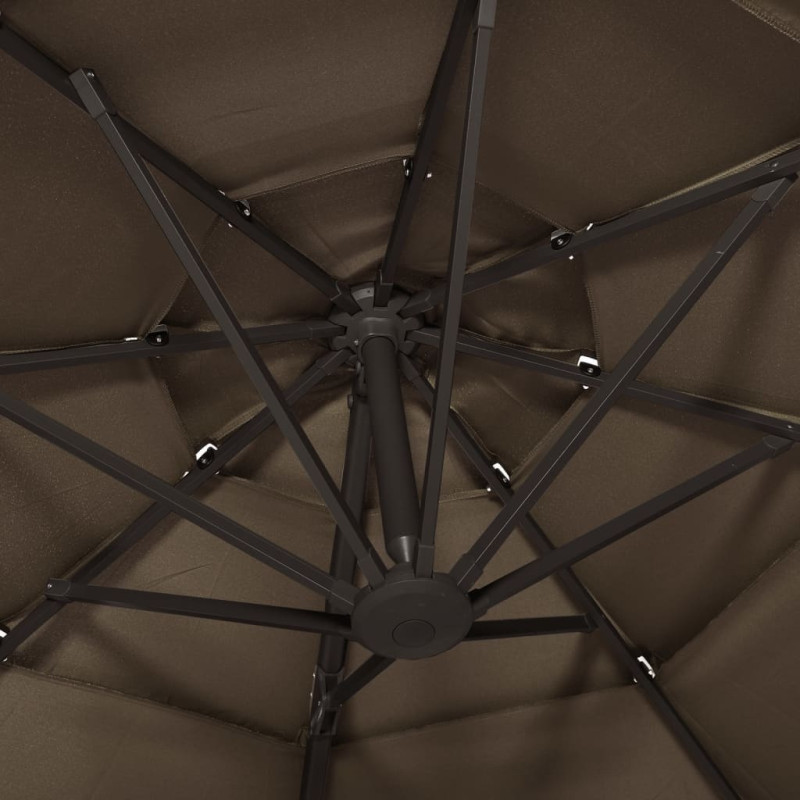 4-poziomowy parasol na aluminiowym słupku, taupe, 3x3 m