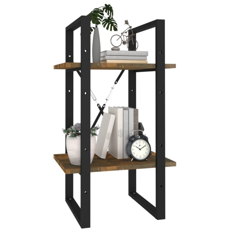 Regał na książki z 2 półkami, przydymiony dąb, 40x30x70 cm