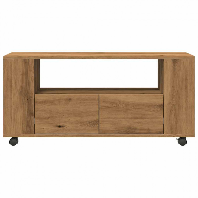 Szafka pod TV z kółkami, dąb artisan, materiał drewnopochodny