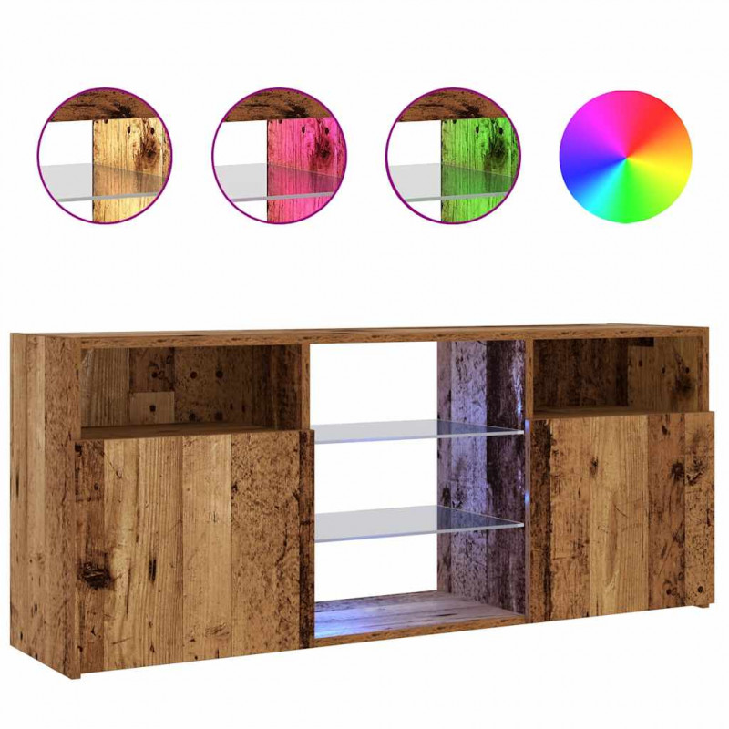 Szafka pod TV z oświetleniem LED, stare drewno, 120x30x50 cm