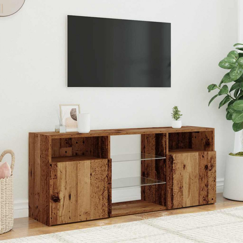 Szafka pod TV z oświetleniem LED, stare drewno, 120x30x50 cm