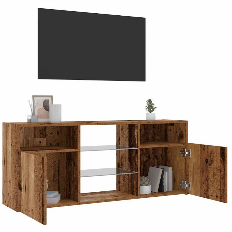 Szafka pod TV z oświetleniem LED, stare drewno, 120x30x50 cm