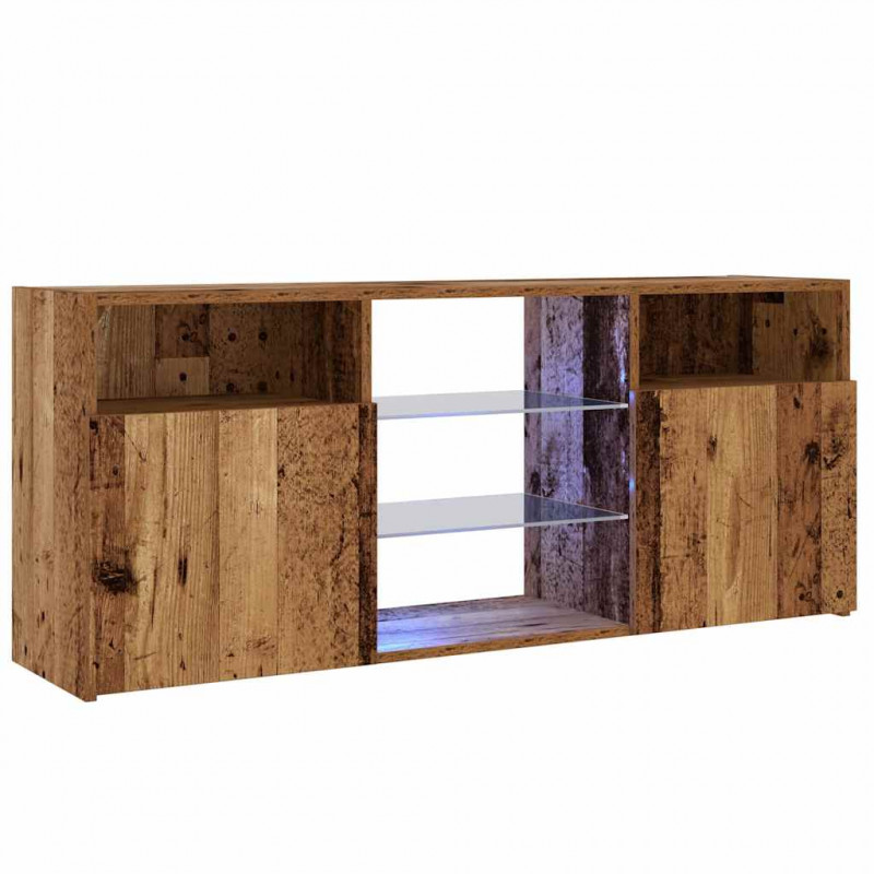 Szafka pod TV z oświetleniem LED, stare drewno, 120x30x50 cm