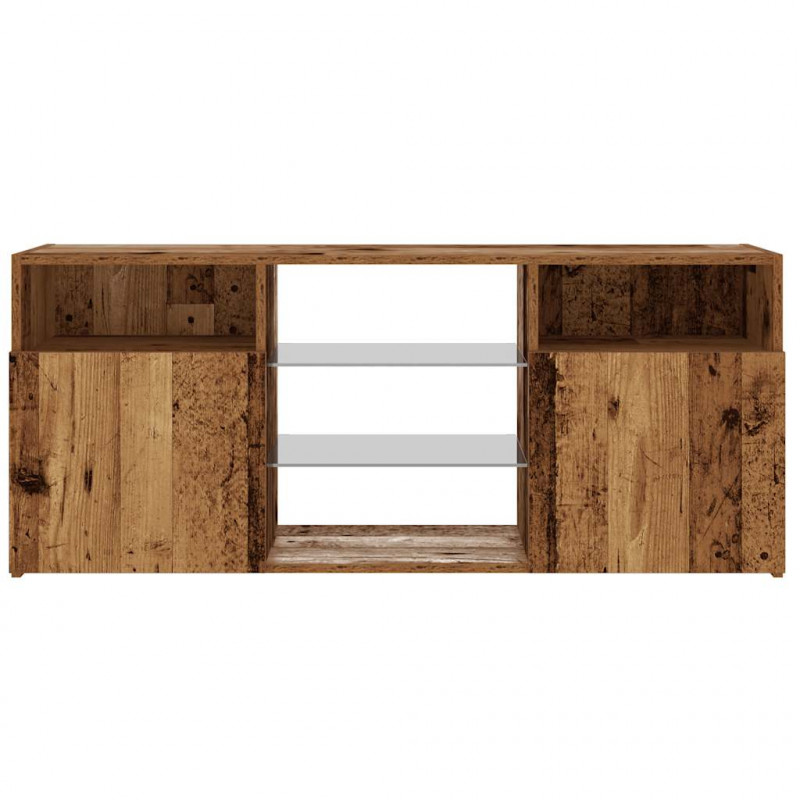 Szafka pod TV z oświetleniem LED, stare drewno, 120x30x50 cm