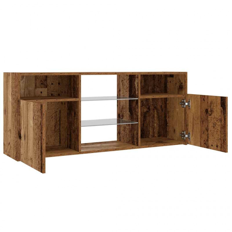 Szafka pod TV z oświetleniem LED, stare drewno, 120x30x50 cm