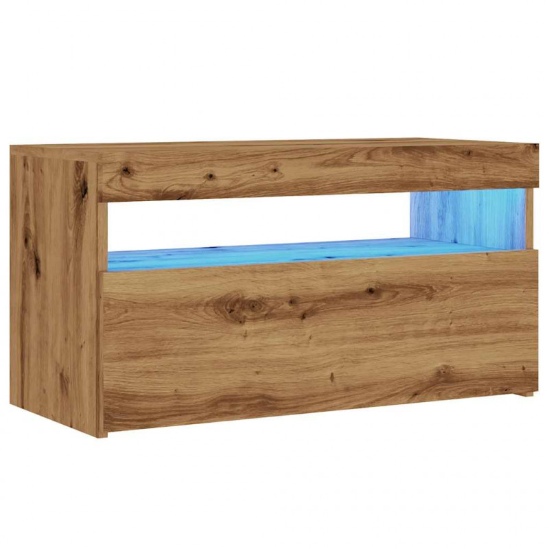 Szafki TV z LED, 2 szt., dąb artisan, materiał drewnopochodny