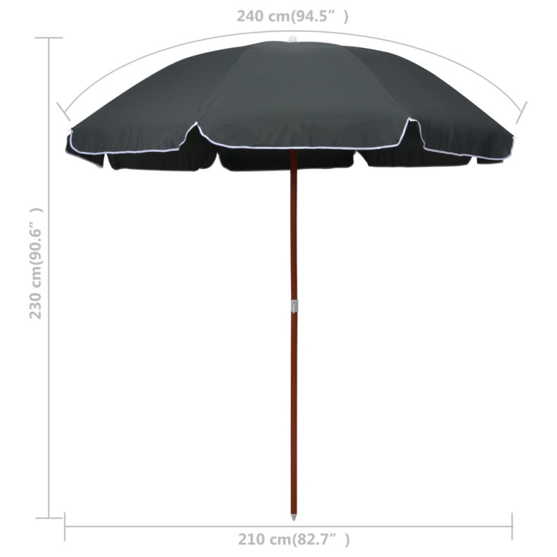 Parasol ogrodowy na stalowym słupku, 240 cm, antracytowy
