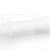 Sofa z wysuwaną ramą łóżka, biała, metalowa, 90x200 cm