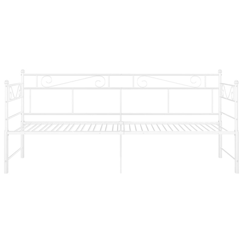 Sofa z wysuwaną ramą łóżka, biała, metalowa, 90x200 cm