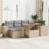 7-cz. zestaw wypoczynkowy do ogrodu, z poduszkami, beżowy