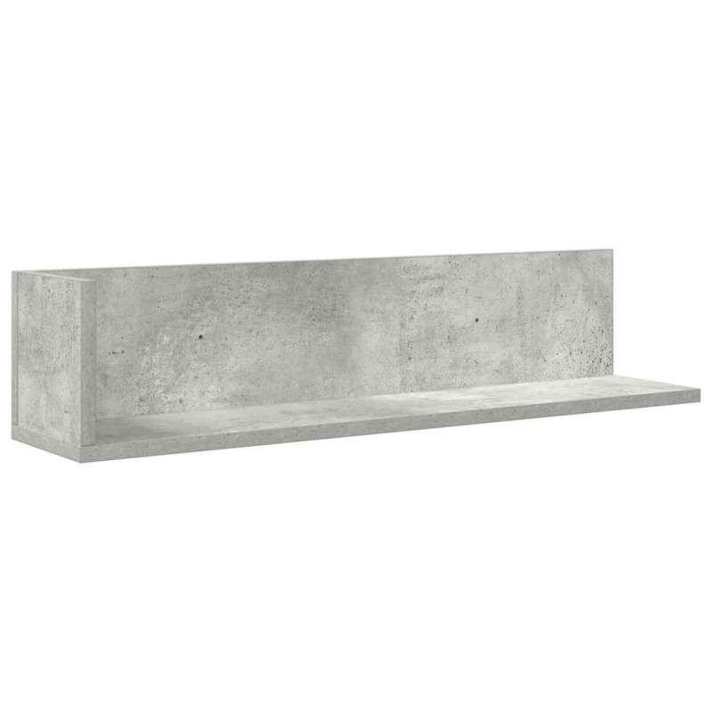 Półki ścienne, 2 szt., szarość betonu, 75x16,5x16,5 cm