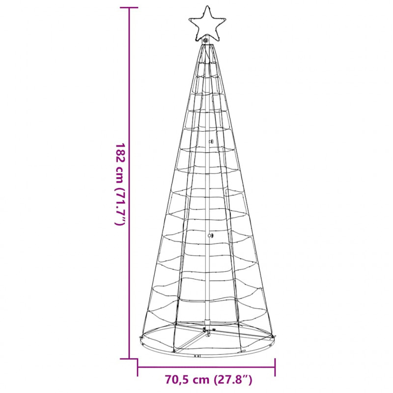 Stożkowa choinka z lampek, 200 kolorowych LED, 182 cm