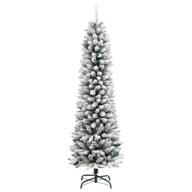 Sztuczna, smukła choinka pokryta śniegiem, 120 cm, PVC i PE