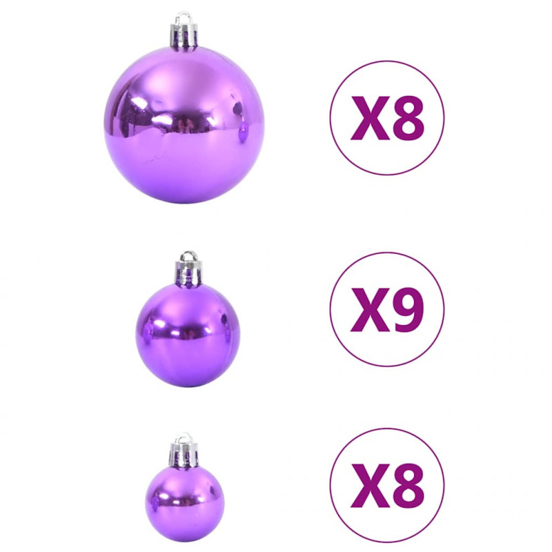 Bombki świąteczne, 100 szt., lila, Ø3/4/6 cm