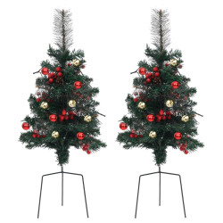 Choinki z lampkami do wbicia w ziemię, 2 szt., 76 cm, PVC