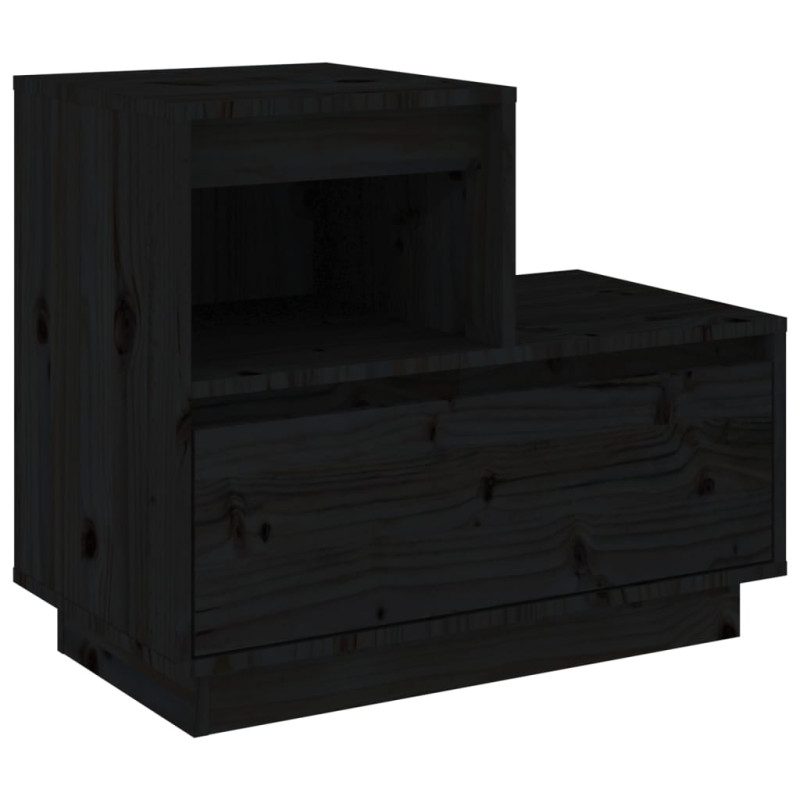 Szafki nocne, 2 szt., czarne, 60x34x51 cm, lite drewno sosnowe