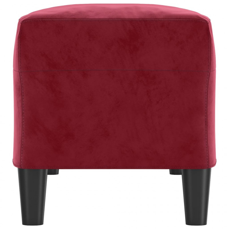 Ławka, winna czerwień, 100x35x41 cm, tapicerowana aksamitem