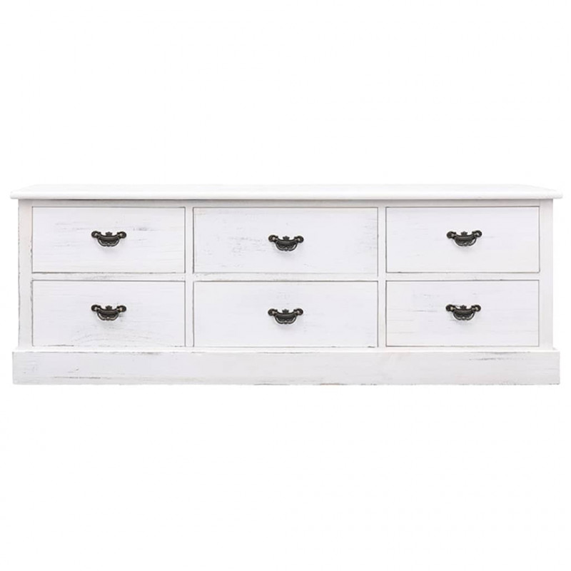 Szafka pod TV, antyczna biel, 108x30x40 cm, drewno paulownia