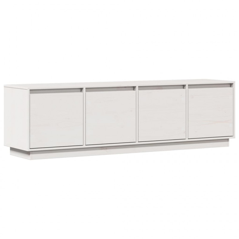 Szafka pod telewizor, biała, 156x37x45 cm, lite drewno sosnowe