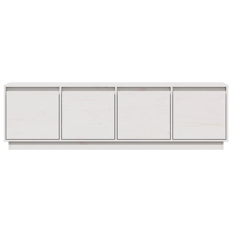 Szafka pod telewizor, biała, 156x37x45 cm, lite drewno sosnowe