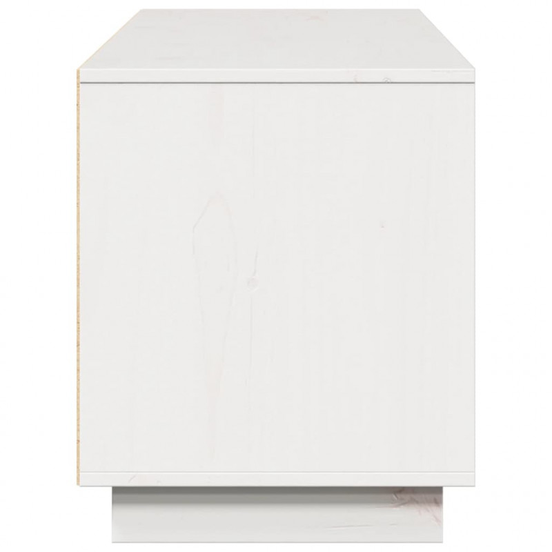 Szafka pod telewizor, biała, 156x37x45 cm, lite drewno sosnowe
