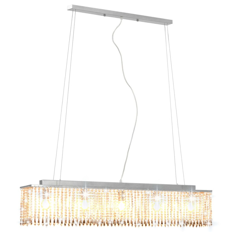 Lampa sufitowa z kryształowymi koralikami, srebrna, 104 cm, E14
